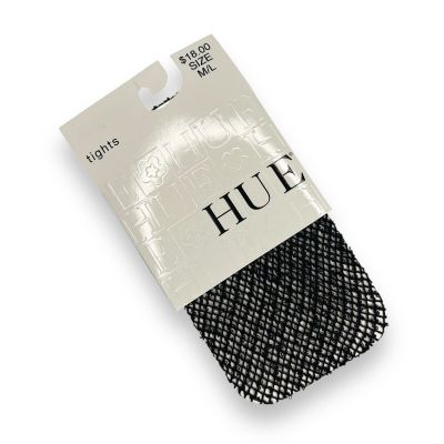 HUE Wool Boucle Open Knit Tights Black Wool Blend Fishnet 1 Pair Size M/ L NWT